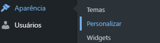 Figura - Menu Aparência escolhendo opção Personalizar