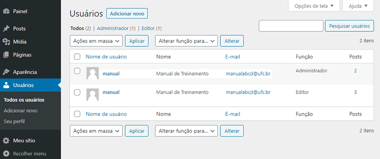 Figura - Listagem de usuários