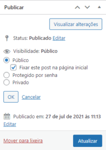 Figura - Fixando Post na Página Inicial