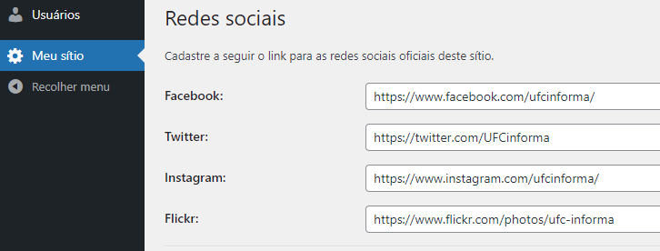 Imagem para preenchimento dos campos das mídias sociais: Facebook, Twitter, Instagram e Flickr