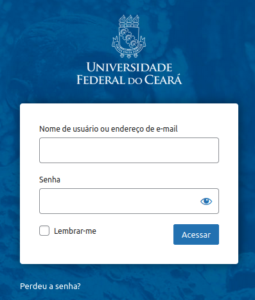 Tela de login do sítio padronizado